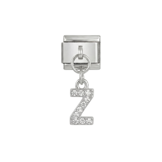 Lettre Z, suspendue, sur argent