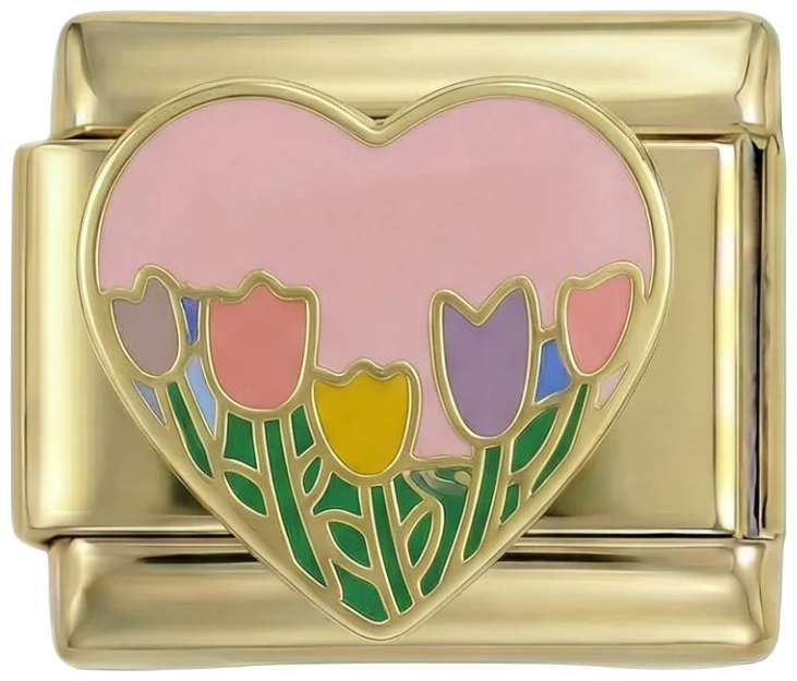 Flower Field in Pink Heart on Gold - Flower-Field-in-Pink-Heart-on-Gold.png