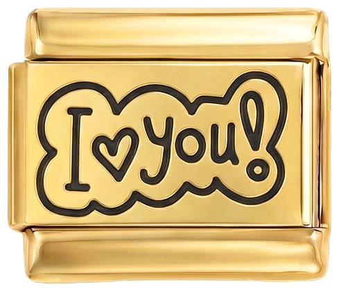 سيُضاف لاحقًا - أحبك! بالأسود داخل فقاعة على ذهبي