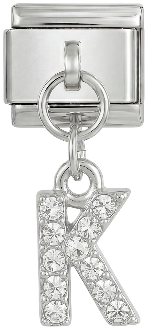 Letter K with stones, Hanging, on Silver - Letter-K-with-stones-hanging-on-silver.png