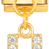 Letter U with stones, Hanging, on Gold - Letter-U-with-stones-hanging-on-gold.png