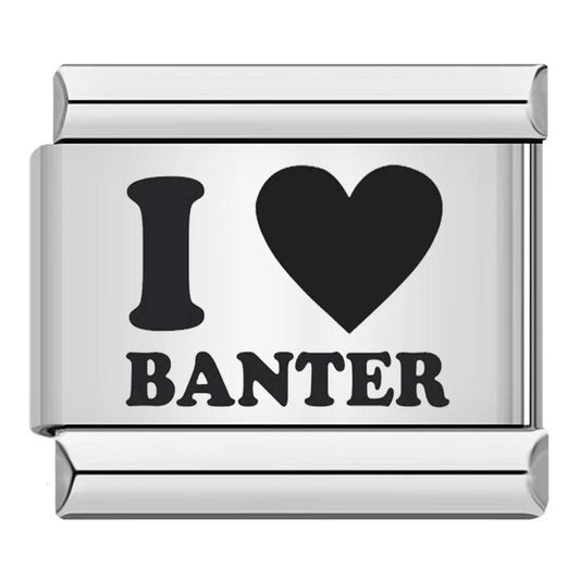 I Love Banter, in Black, on Silver - Charms Official