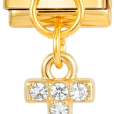 للإضافة - حرف T مع أحجار، تعليقة، على ذهبي