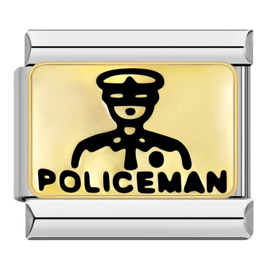 PoliceMan, Gold Plate, on Silver - Charms Official