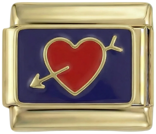 Red Heart Pierced with Gold Arrow on Gold - red-heart-pierced-with-gold-arrow-on-gold.png