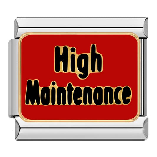 Red Plate, High Maintenance, on Silver - Charms Official