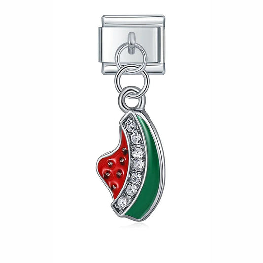 Watermelon with Stones, on Silver - Charms Official